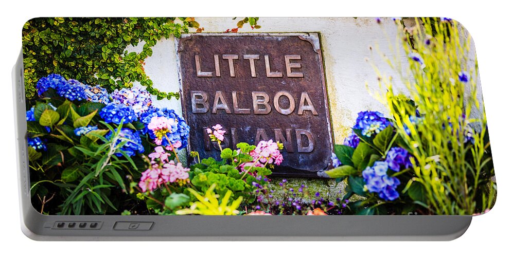 America Portable Battery Charger featuring the photograph Little Balboa Island Sign in Newport Beach California by Paul Velgos