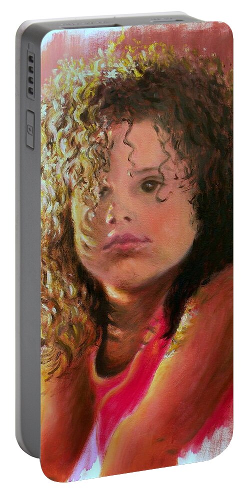 Little Girl Portable Battery Charger featuring the painting Little girl by Uma Krishnamoorthy