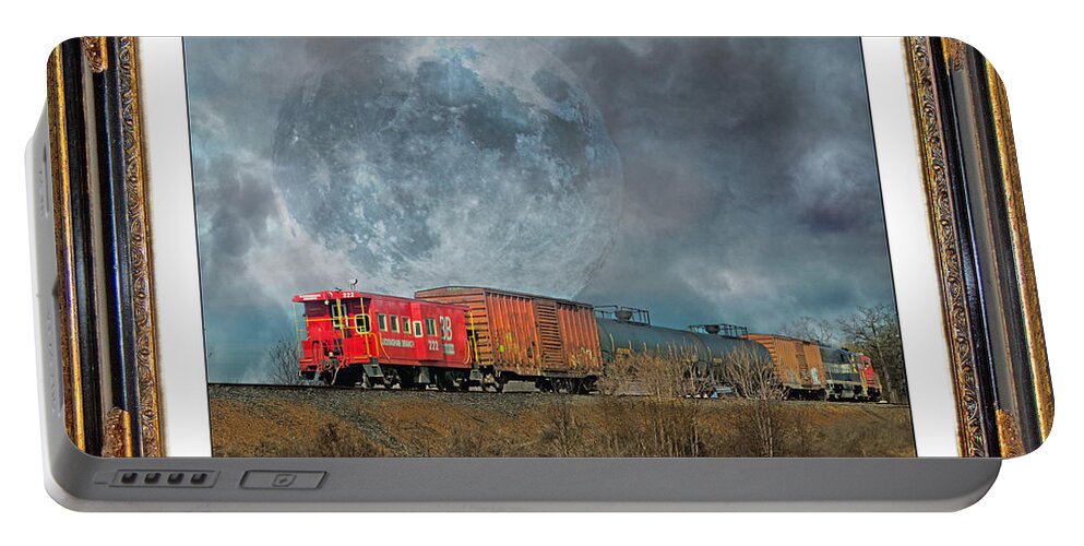 Little Portable Battery Charger featuring the mixed media Little Red Caboose by Betsy Knapp