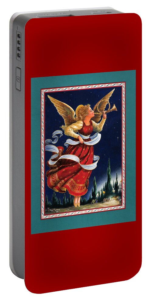 Angel Portable Battery Charger featuring the painting Little Town of Bethlehem by Lynn Bywaters