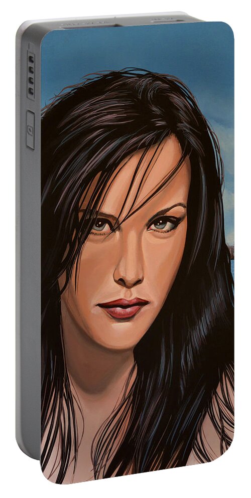 Liv Tyler Portable Battery Charger featuring the painting Liv Tyler by Paul Meijering