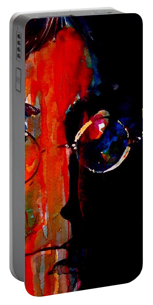 John Lennon Portable Battery Charger featuring the painting Living is easy with eyes closed by Paul Lovering