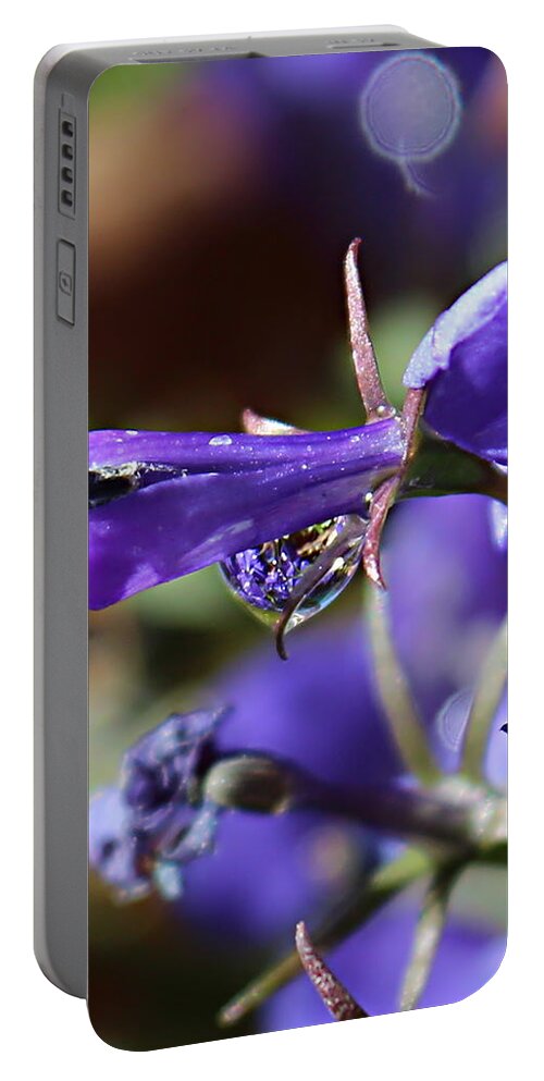 Purple Drop Portable Battery Charger featuring the photograph Lobelia Drop by Kume Bryant