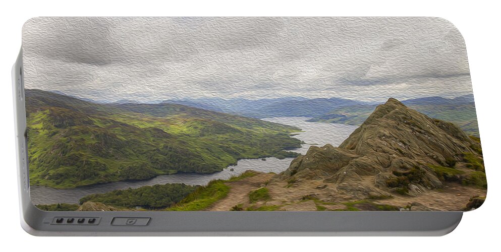 Aan Portable Battery Charger featuring the digital art Loch Katrine by Patricia Hofmeester