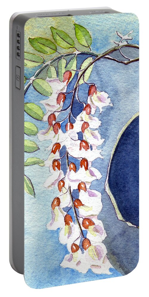 Locust Bloom Portable Battery Charger featuring the painting Locust Bloom by Katherine Miller