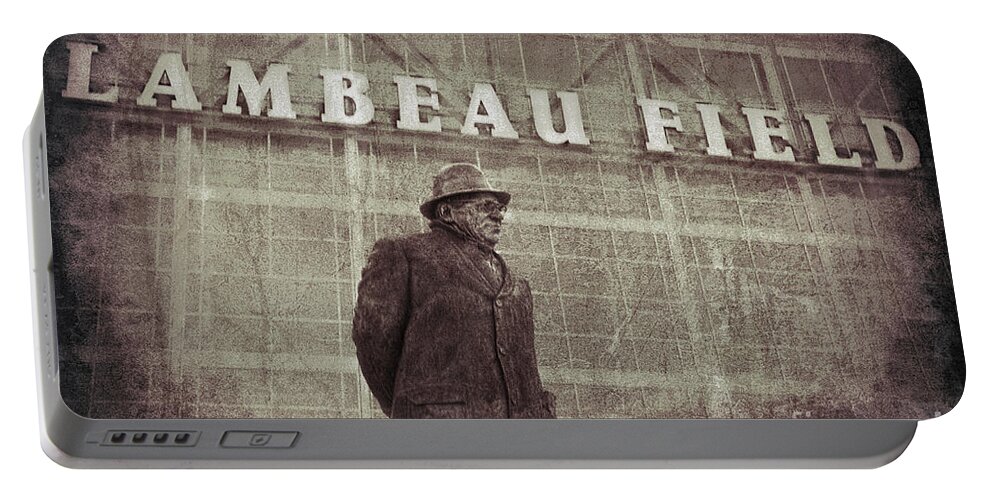 Vince Lombardi Portable Battery Charger featuring the photograph Lombardi at Lambeau by David Arment