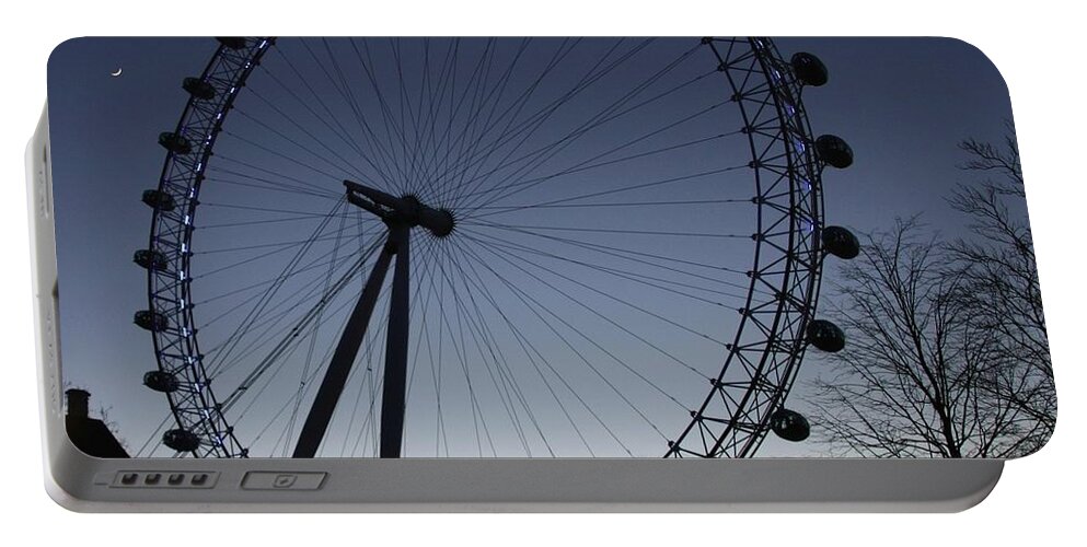 London Portable Battery Charger featuring the photograph London Eye and New Moon by Jeremy Hayden