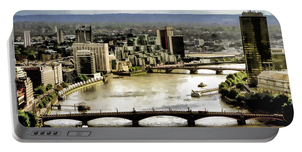 Thames Portable Battery Charger featuring the photograph London Thames Watercolor by Diana Powell