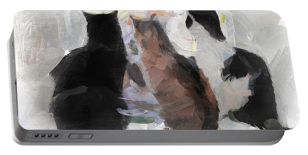 Cats Portable Battery Charger featuring the painting Longing by Greg Collins