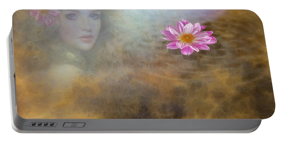 Girl Portable Battery Charger featuring the digital art Look from Under the water by Lilia D