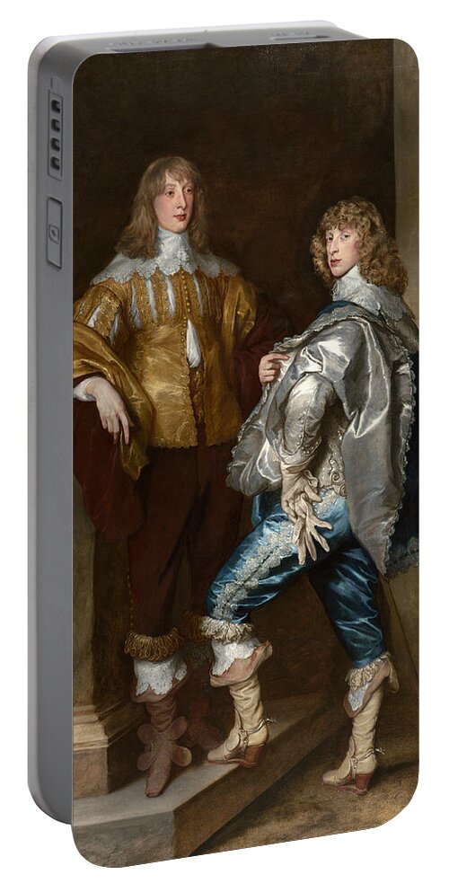 Anthony Van Dyck Portable Battery Charger featuring the painting Lord John Stuart and his Brother Lord Bernard Stuart by Anthony van Dyck