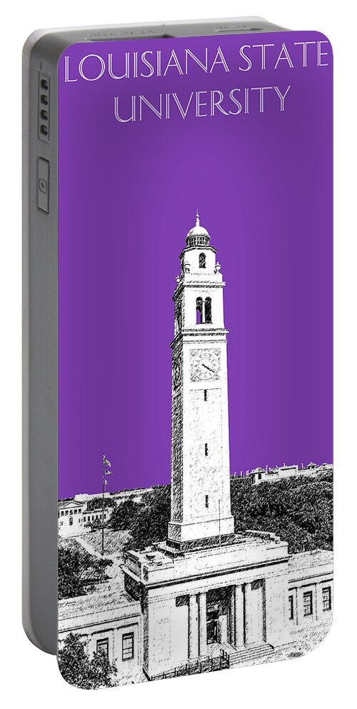 University Portable Battery Charger featuring the digital art Louisiana State University - Memorial Tower - Purple by DB Artist