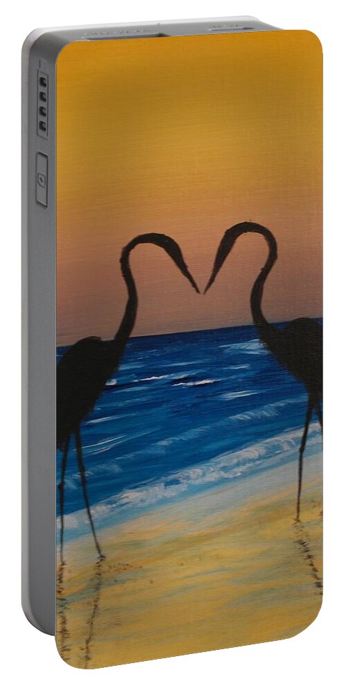 Beach Portable Battery Charger featuring the painting Love Birds by Wayne Cantrell