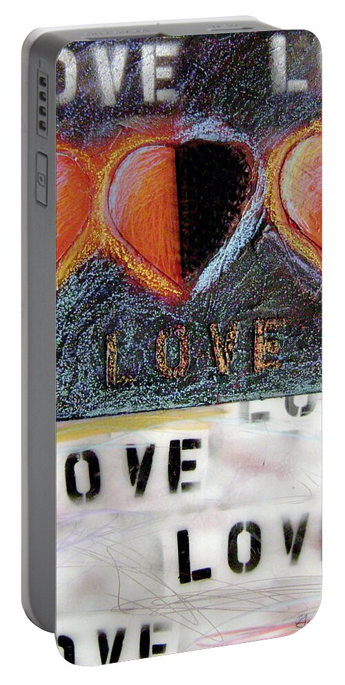 Red Hearts Portable Battery Charger featuring the painting Love by Gerry High