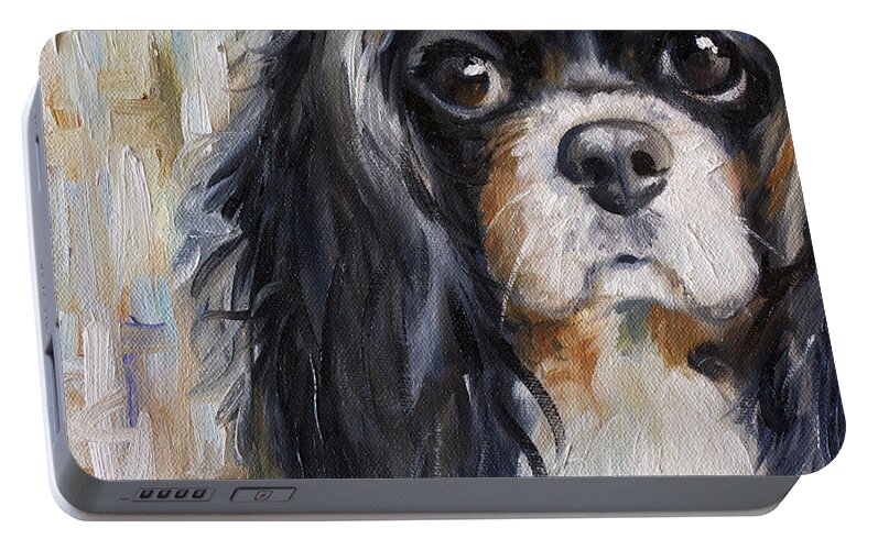Cavalier King Charles Spaniel Portable Battery Charger featuring the painting Love by Mary Sparrow