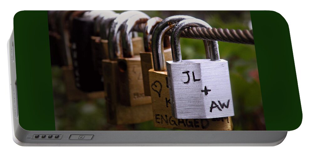 Padlock Portable Battery Charger featuring the photograph Love Locks by Micki Findlay