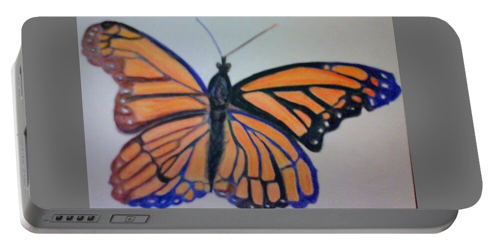 Summer Portable Battery Charger featuring the mixed media Lovely Summer Monarch by Suzanne Berthier