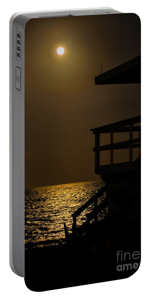 Miami Beach Portable Battery Charger featuring the photograph Lovers Moon by Rene Triay FineArt Photos