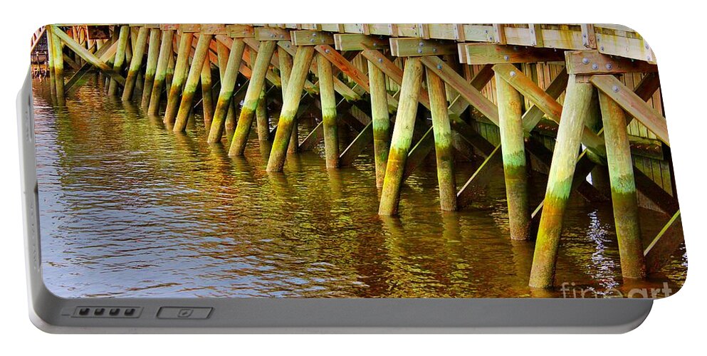 Pier Portable Battery Charger featuring the photograph Low Tide by Judy Palkimas