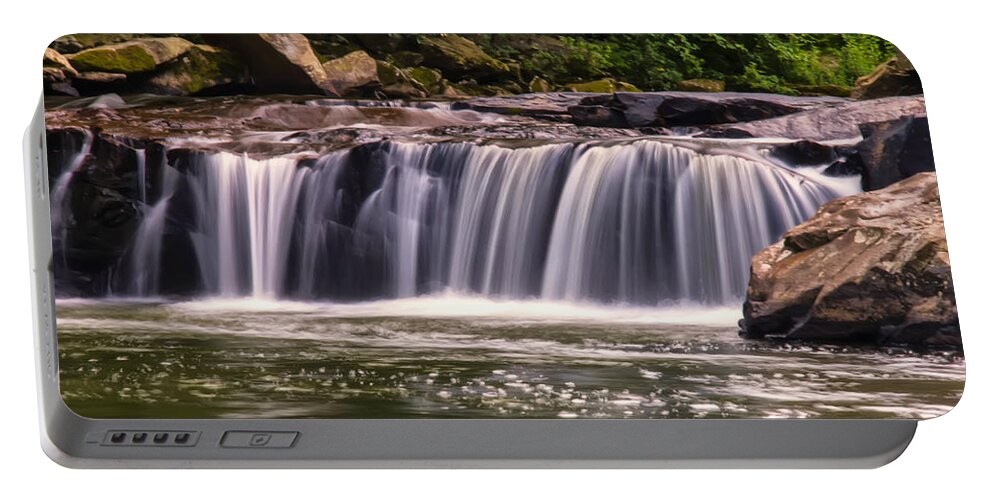 Waterfall Portable Battery Charger featuring the photograph Lower Swallow falls center section by Flees Photos