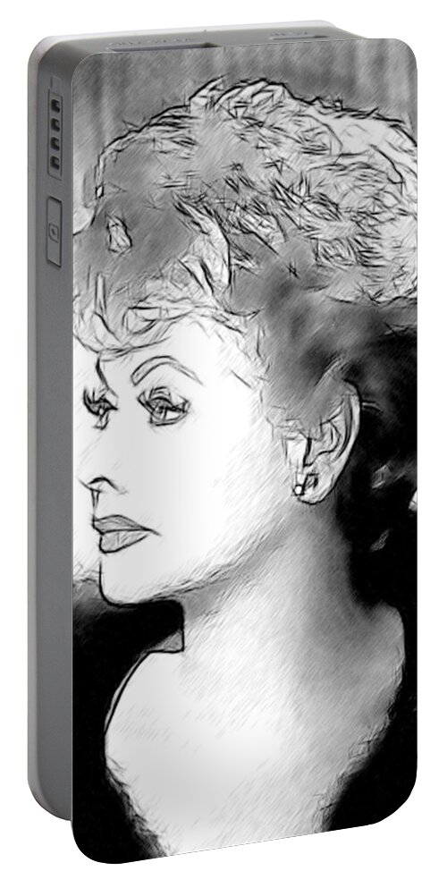 Celebrity Portable Battery Charger featuring the drawing Lucille Ball 008 by Dean Wittle