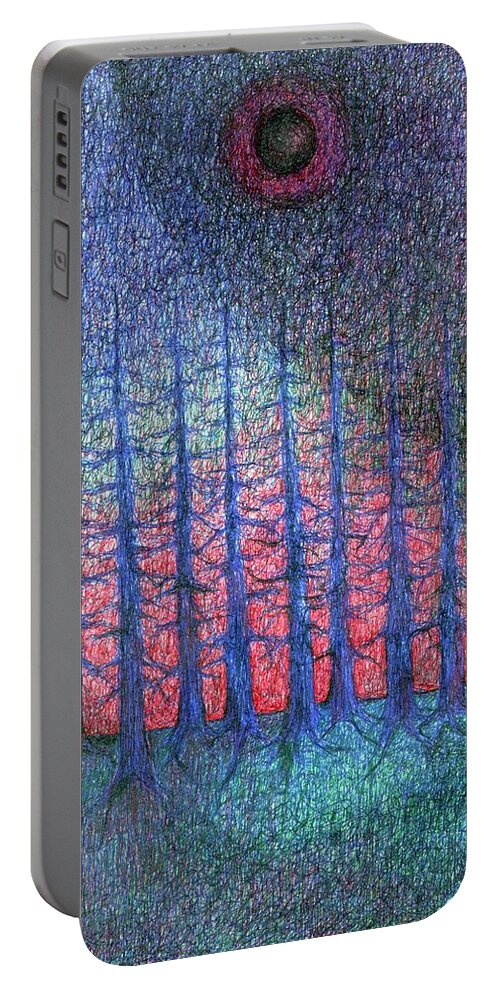 Colour Portable Battery Charger featuring the drawing Lunar Night by Wojtek Kowalski