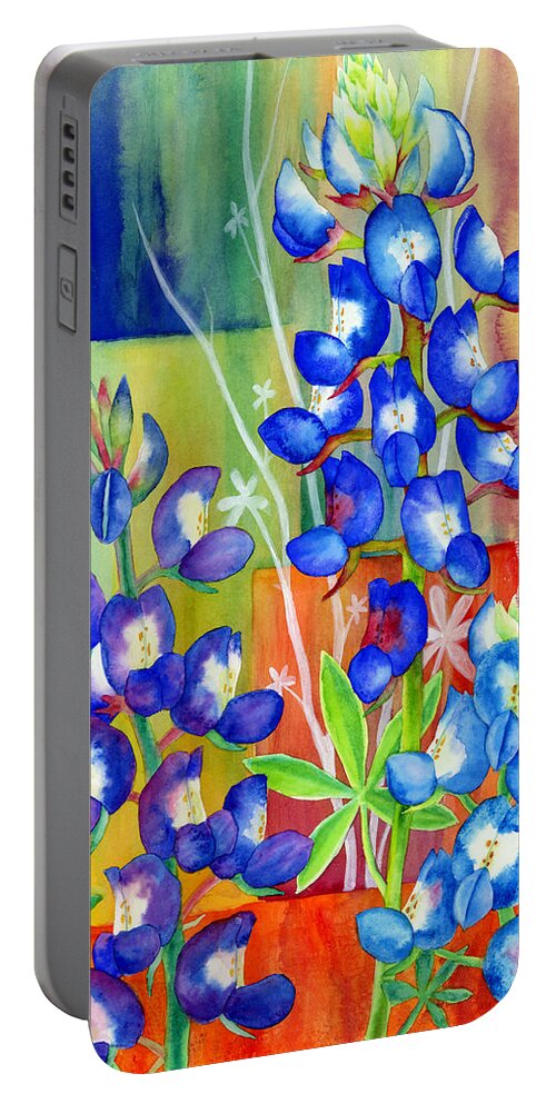 Wild Flower Portable Battery Charger featuring the painting Lupinus Texensis by Hailey E Herrera