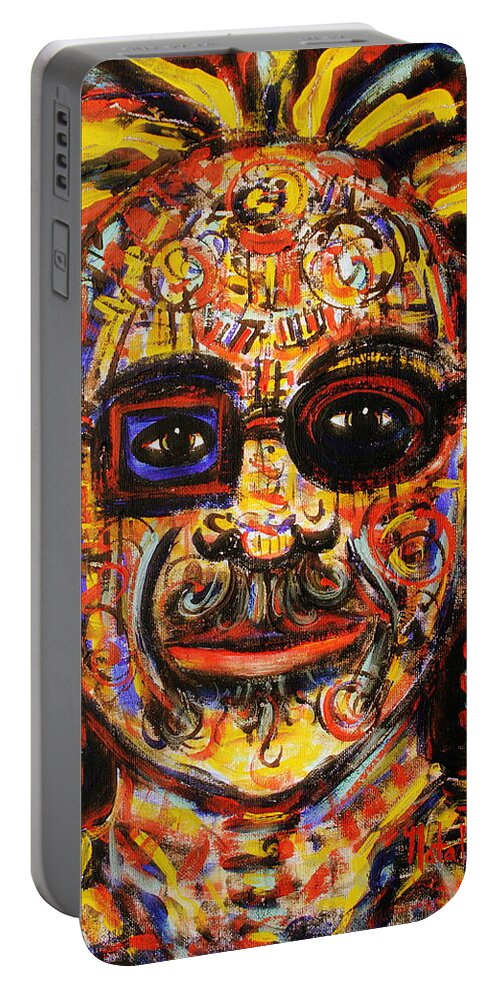 Face Portable Battery Charger featuring the painting Macho by Natalie Holland