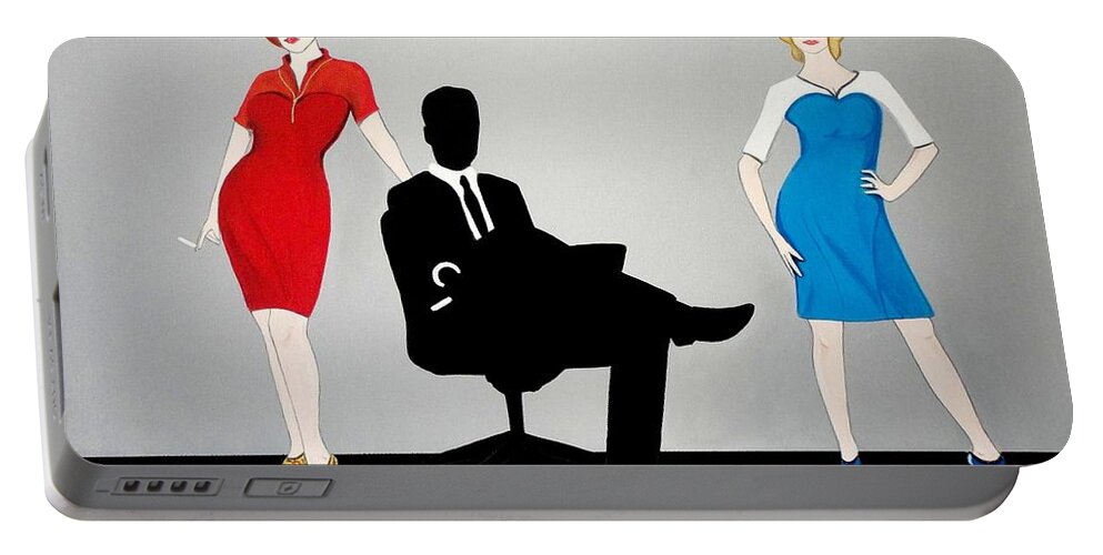 John Lyes Portable Battery Charger featuring the painting Mad Men in Technicolor by John Lyes
