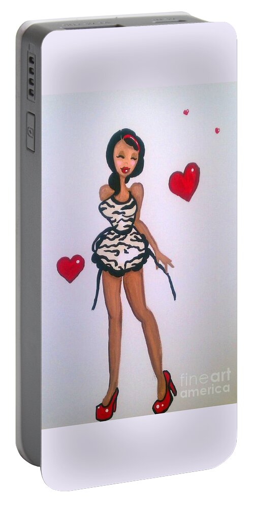 Marisela Mungia Portable Battery Charger featuring the painting Made withLove by Marisela Mungia