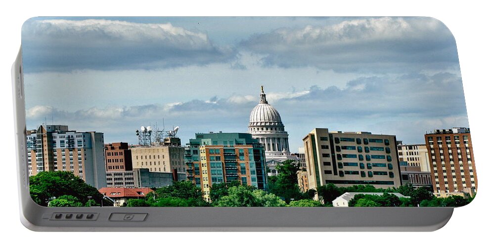 Madison Portable Battery Charger featuring the photograph Madison Skyline by Marilyn Smith