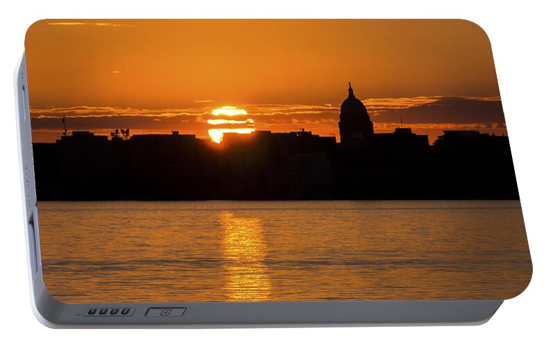 Capitol Portable Battery Charger featuring the photograph Madison Sunset by Steven Ralser