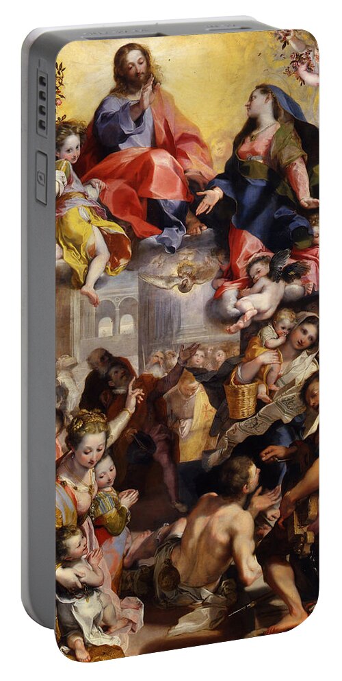 Federico Barocci Portable Battery Charger featuring the painting Madonna of the people by Federico Barocci