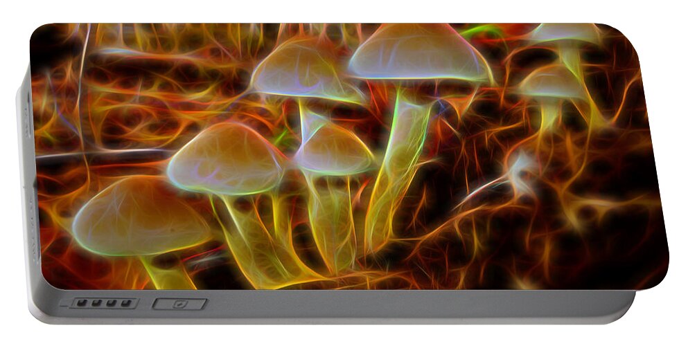 Autumn Portable Battery Charger featuring the digital art Magic Mushroom-3 by Casper Cammeraat