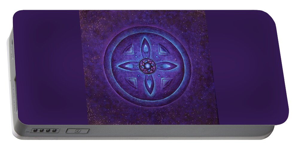  Mandala Portable Battery Charger featuring the painting Magic portal by Erik Grind