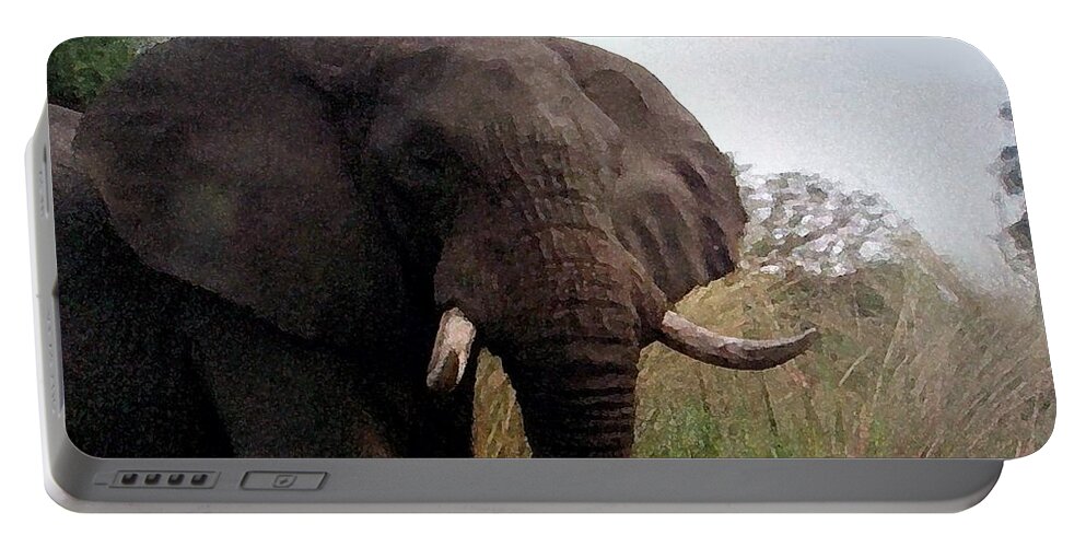Africa Portable Battery Charger featuring the painting Magnificent One by George Pedro