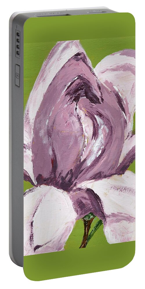 Lavender Portable Battery Charger featuring the painting Magnolia Blossom by Alice Faber