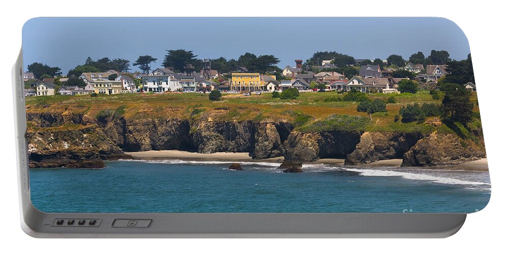 Landscape Portable Battery Charger featuring the photograph Main Street, Mendocino, California by Ron Sanford