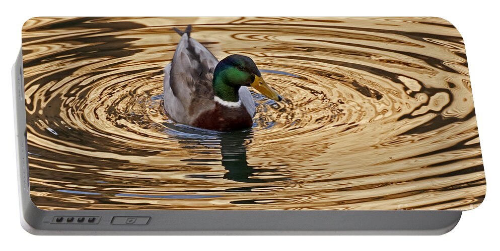 Kate Brown Portable Battery Charger featuring the photograph On Golden Pond by Kate Brown