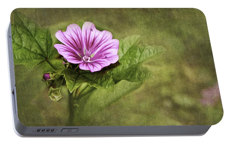 Mallow Portable Battery Charger featuring the photograph Mallow Hollyhock by Lena Auxier