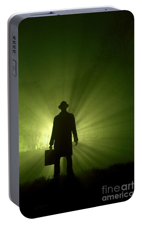 Man Portable Battery Charger featuring the photograph Man In Light Beams by Lee Avison