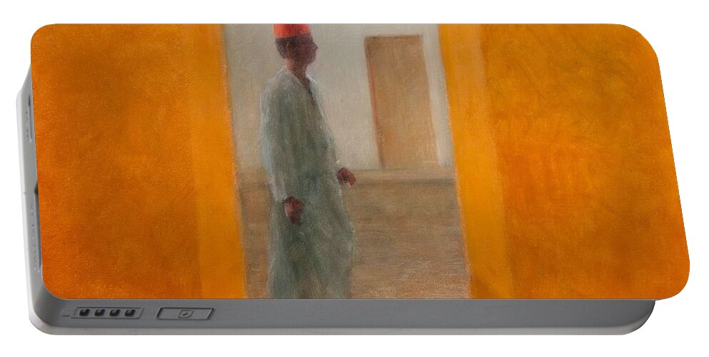 Man Portable Battery Charger featuring the photograph Man, Tangier Street, 2012 Acrylic On Canvas by Lincoln Seligman