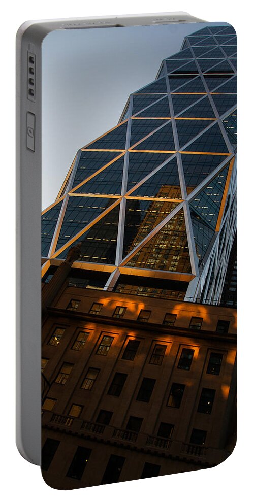Skyscraper Portable Battery Charger featuring the photograph Manhattan Blues and Oranges by Georgia Mizuleva