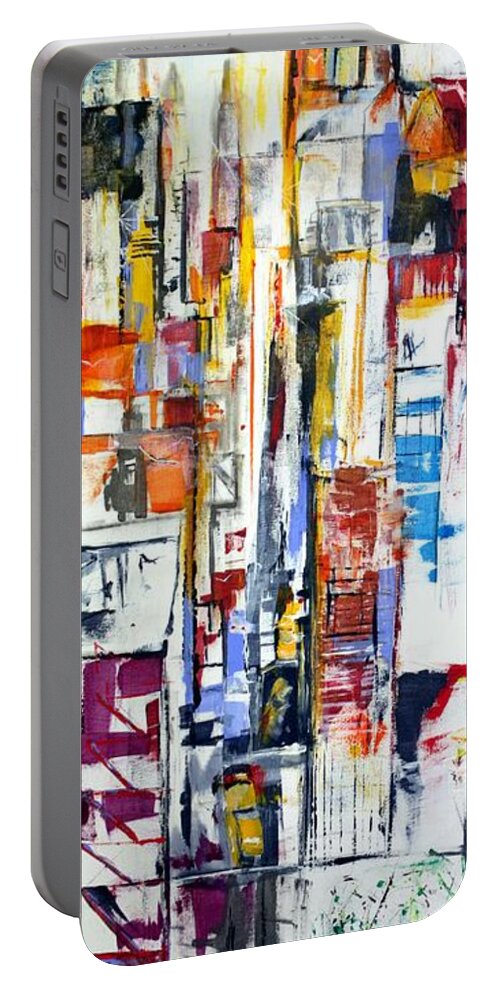 Art Portable Battery Charger featuring the painting Manhattan Morning by Jack Diamond