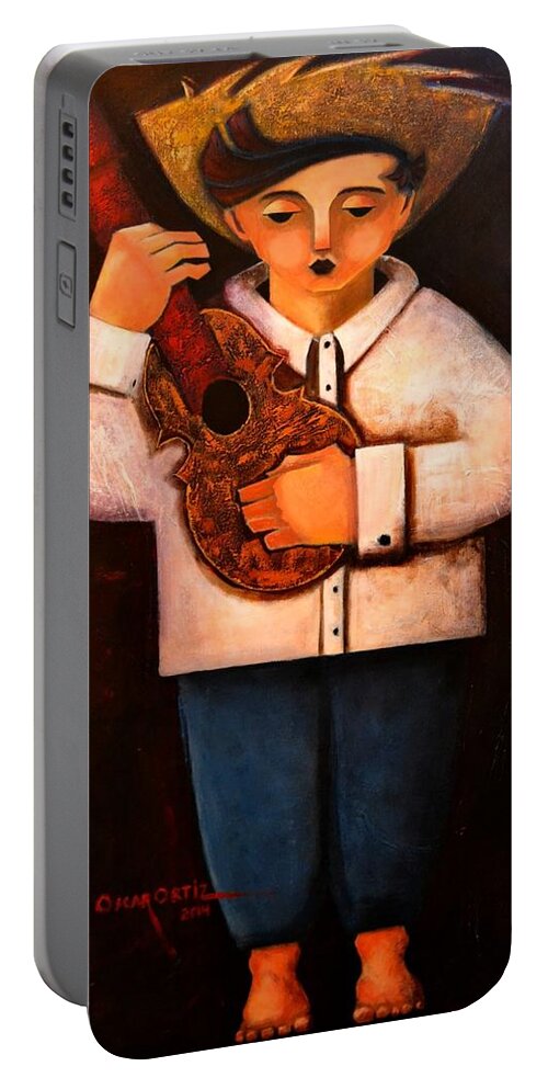 Jibarito Portable Battery Charger featuring the painting Manolito el cuatrista 1942 by Oscar Ortiz