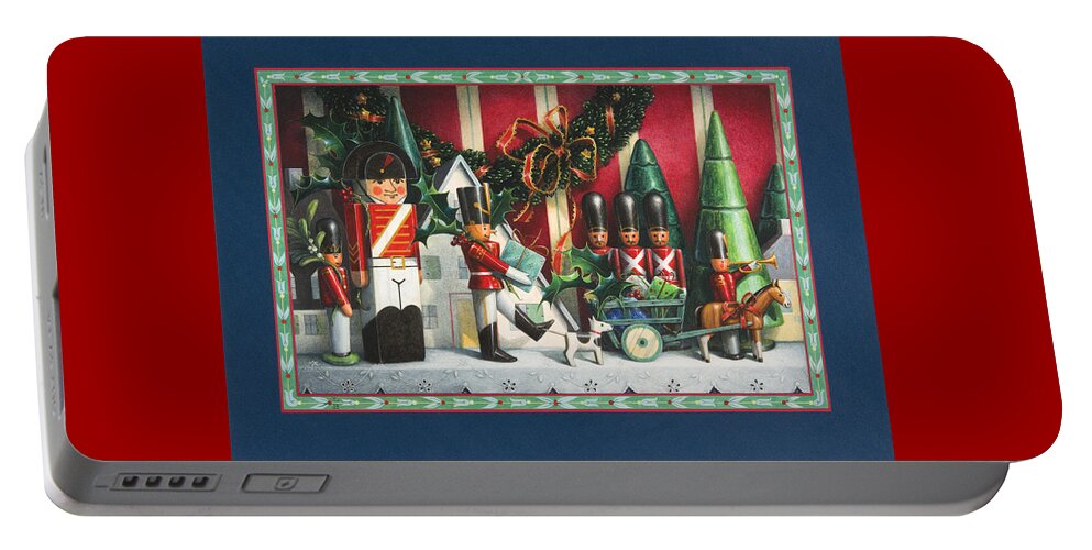 Toy Soldiers Portable Battery Charger featuring the painting March of the Wooden Soldiers by Lynn Bywaters