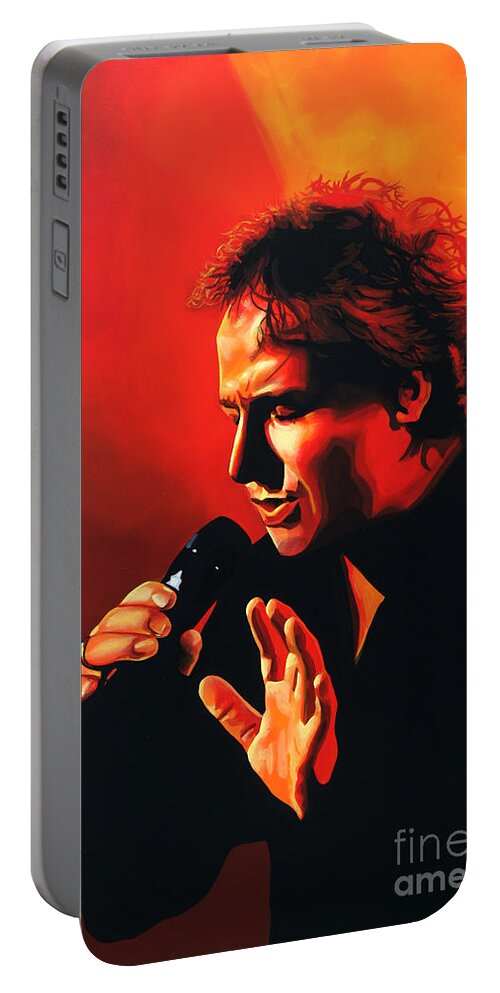 Paul Meijering Portable Battery Charger featuring the painting Marco Borsato by Paul Meijering
