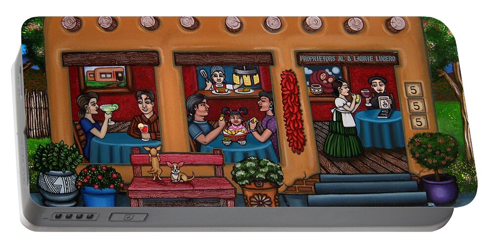 Folk Art Portable Battery Charger featuring the painting Maria's New Mexican Restaurant by Victoria De Almeida