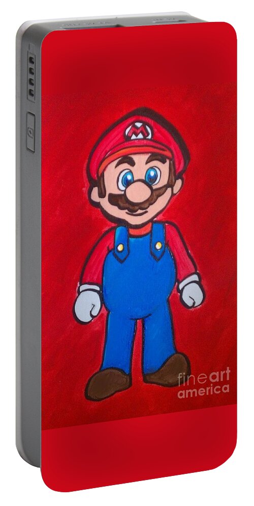 Marisela Mungia Portable Battery Charger featuring the painting Mario by Marisela Mungia