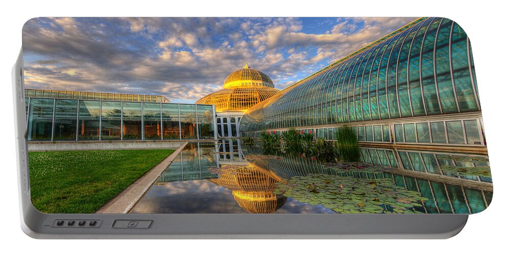 Architecture Portable Battery Charger featuring the photograph Marjorie Mcneely Conservatory Evening by Wayne Moran